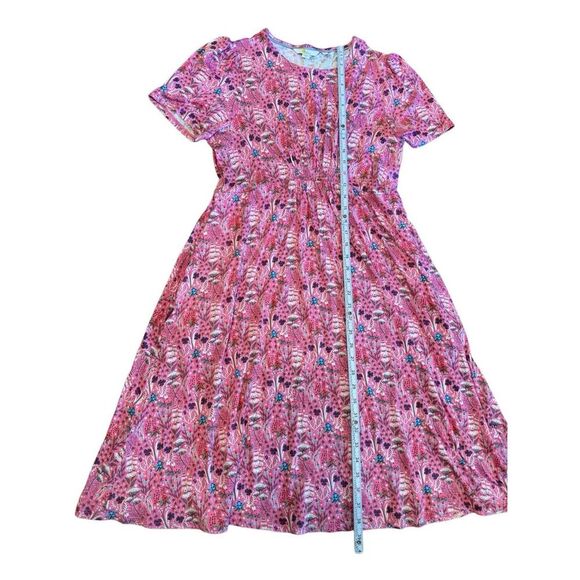Boden midi jersey dress pockets pink floral A-line size 10L - Picture 9 of 12